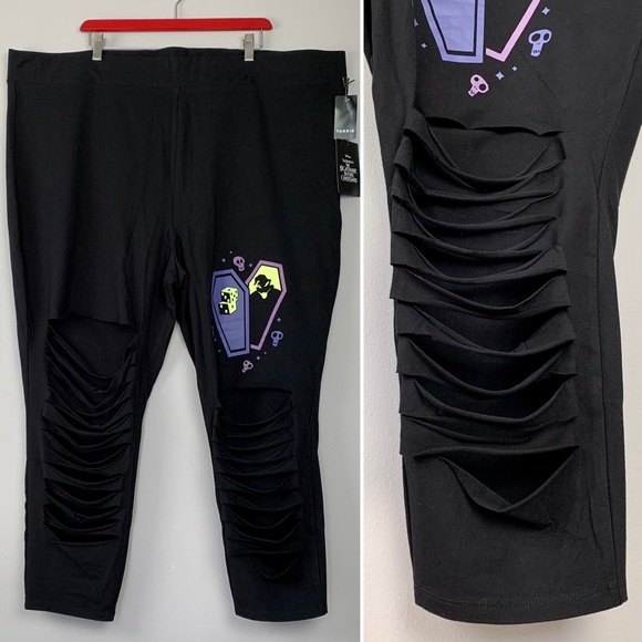 NWT Torrid 6X Nightmare Before Christmas Disney Slashed Leggings Oogie Boogie - Picture 2 of 8